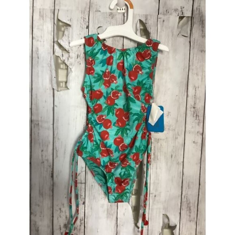 Green Gingham Cherry Girl One-Piece Swimsuit | Pinup Couture Swim Size Small